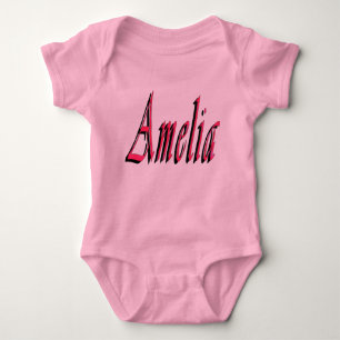Pink Amelia Girls Name Logo Baby Bodysuit