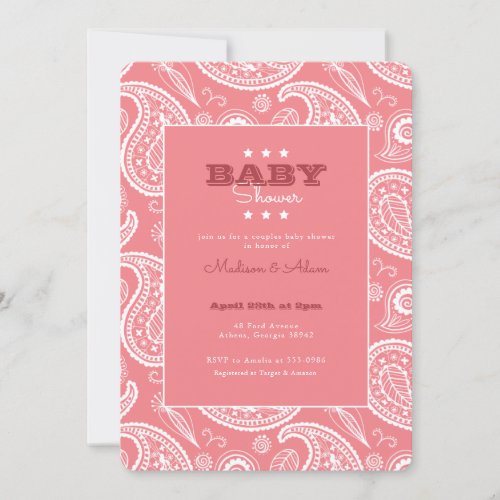 Pink American Bandana Baby Shower Invitation