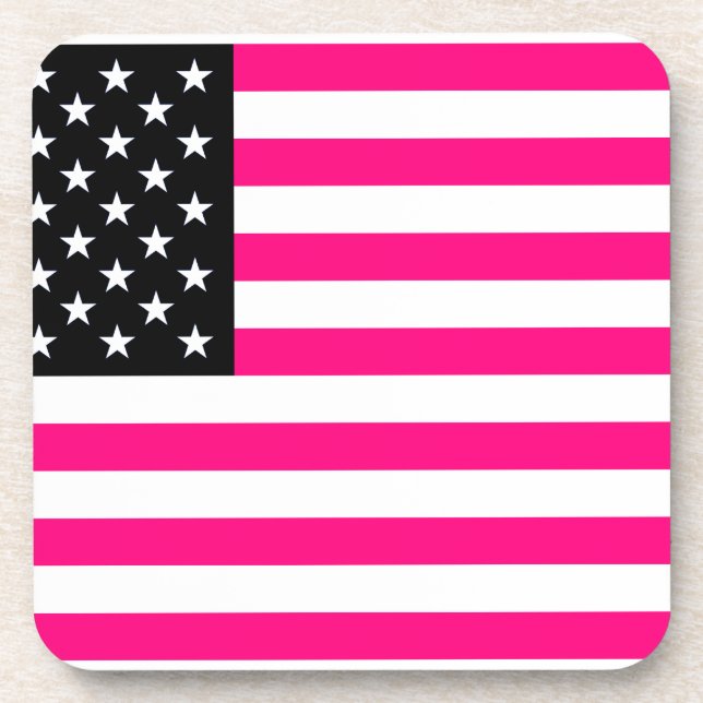 pink american flag beverage coaster (Front)