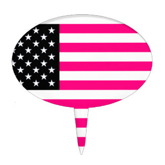 pink american flag cake topper