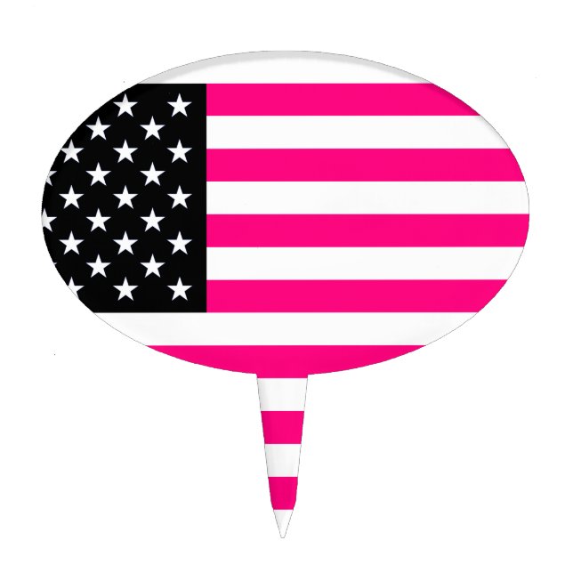 pink american flag cake topper (Front)