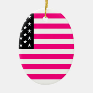 pink american flag ceramic ornament