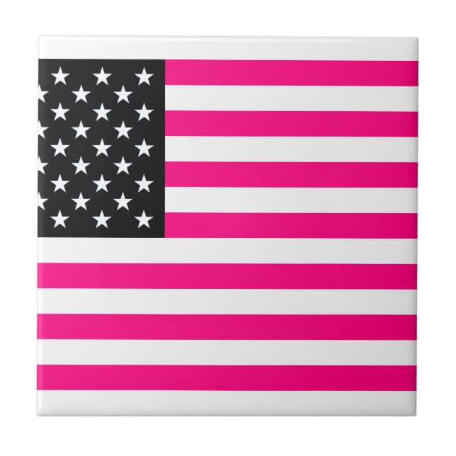 pink american flag ceramic tile (Front)