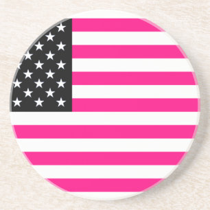 pink american flag drink coaster