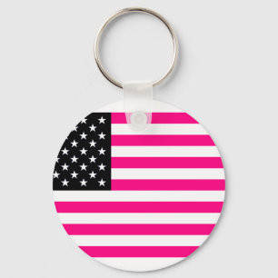 pink american flag keychain