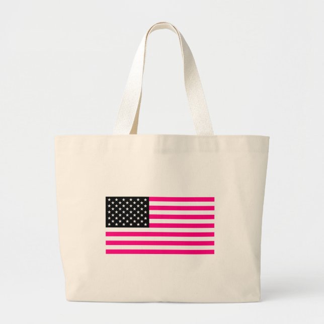pink american flag large tote bag (Front)