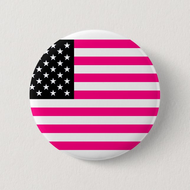 pink american flag pinback button (Front)