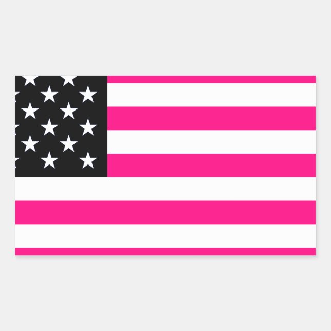 pink american flag rectangular sticker (Front)