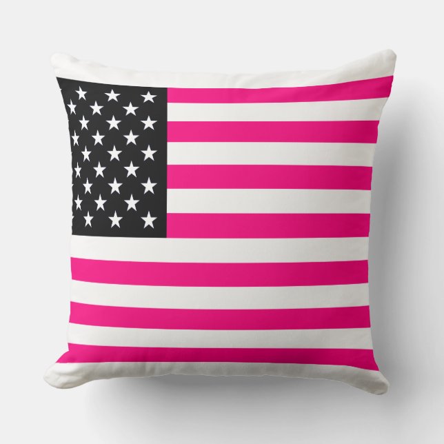 pink american flag throw pillow (Front)