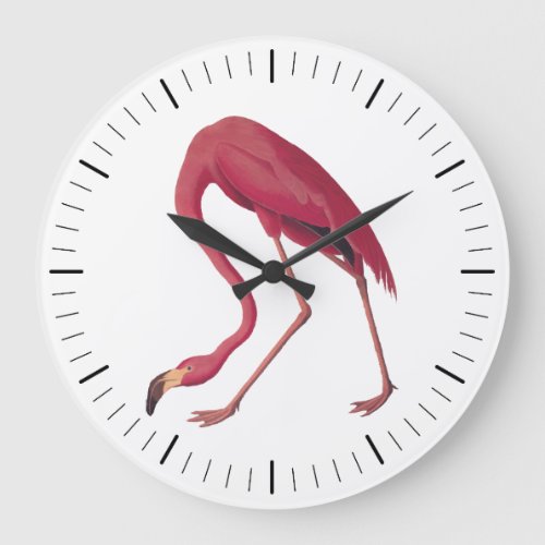 Pink American Flamingo Audubon Vintage Art Bird Large Clock