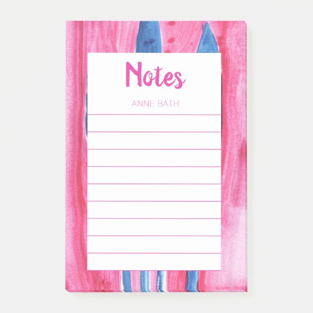 Pink an Blue Watercolor Notes (Front)