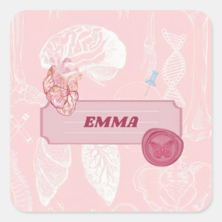 Pink Anatomy Medical Student Aesthetic Design Square Sticker