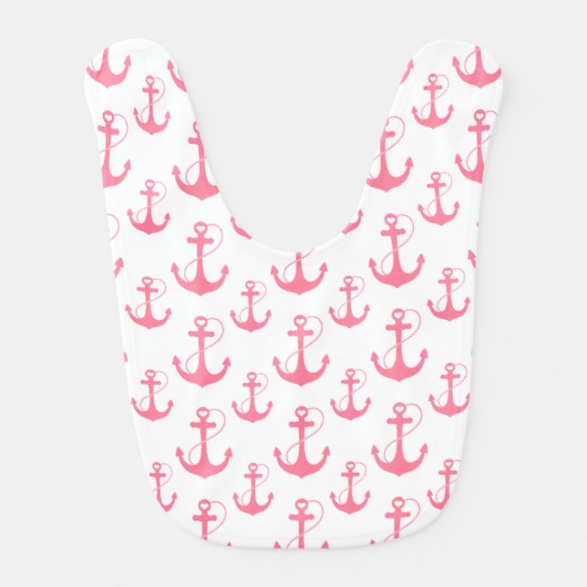 Pink Anchor Baby Bib (Front)
