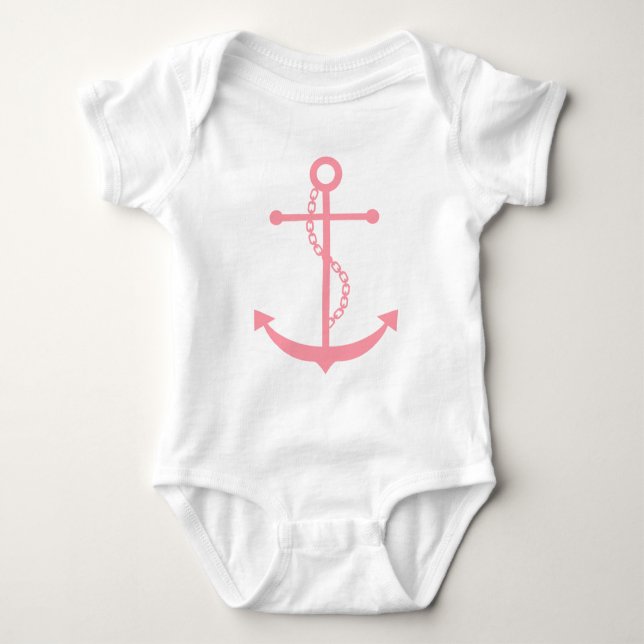 Pink Anchor Baby Bodysuit (Front)