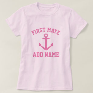 Pink anchor first mate boating t shirt for women