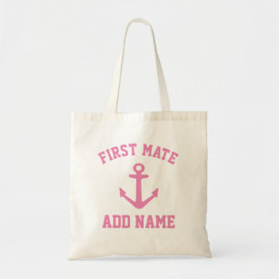 Pink anchor first mate boating tote bag for women