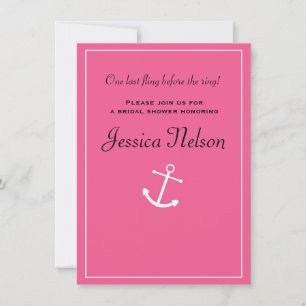 Pink Anchor Nautical Bridal Wedding Shower Invite