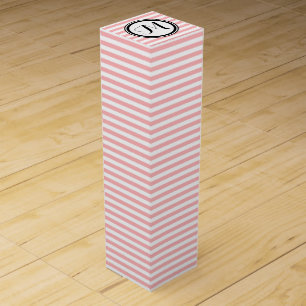 Pink and  and White Stripes Pattern Monogram Wine Box