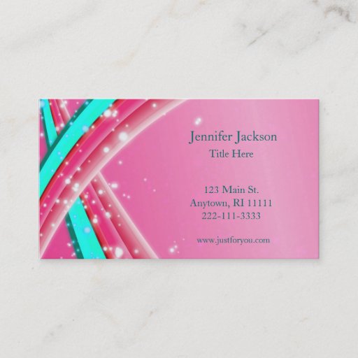 Customizable Pink and Aqua Abstract Business Cards