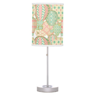 Pink and Aqua Blue Hot Air Balloons Pattern Table Lamp