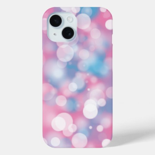 Pink and Aqua Bokeh Party Lights iPhone 15 Case