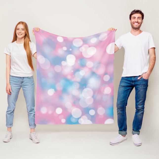 Pink And Aqua Bokeh Party Lights Fleece Blanket (In Situ)