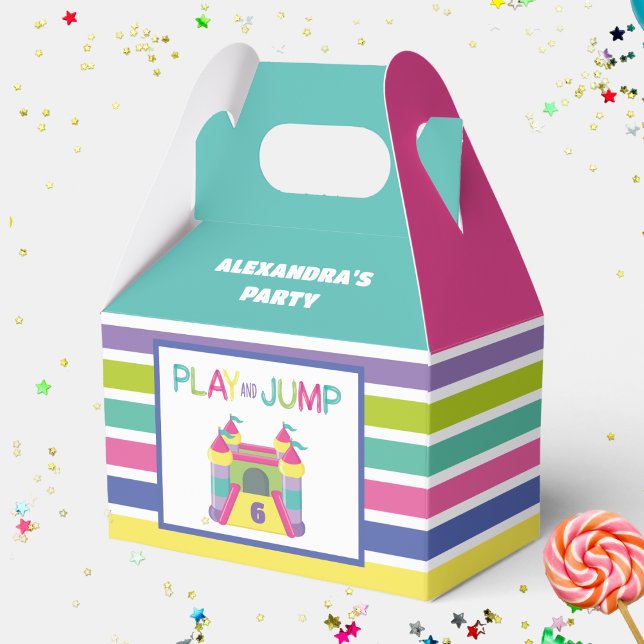 Pink and aqua Bounce house Favor Boxes (Creator Uploaded)