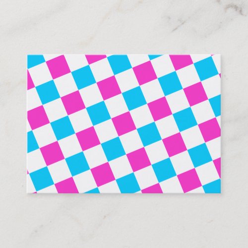 Pink and Aqua Checkerboard Business Card Templates
