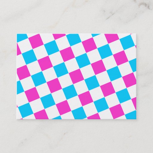 Customizable Pink and Aqua Checkerboard Business Card Templates