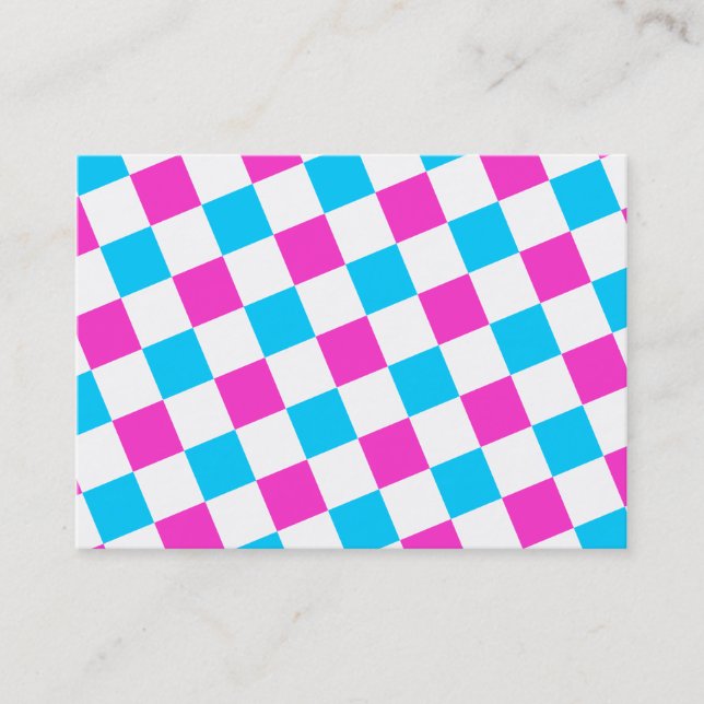 Pink and Aqua Checkerboard Business Card (Front)