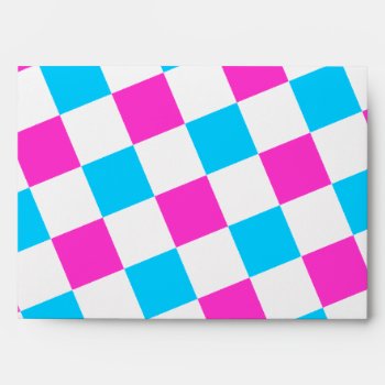 Pink And Aqua Checkerboard Envelope by pinkgifts4you at Zazzle