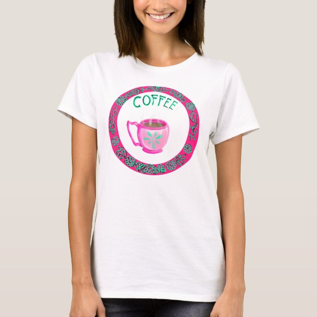 Pink and Aqua Coffee Mug Loose-Fit T-Shirt (Front)
