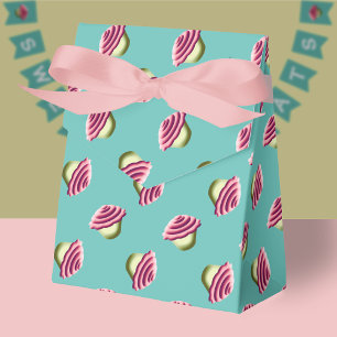 Pink And Aqua Cupcakes Pattern Favor Boxes