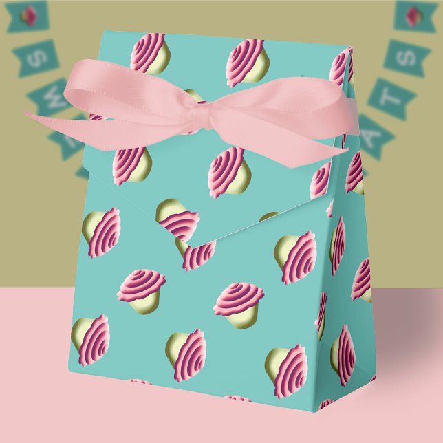 Pink And Aqua Cupcakes Pattern Favor Boxes (Creator Uploaded)
