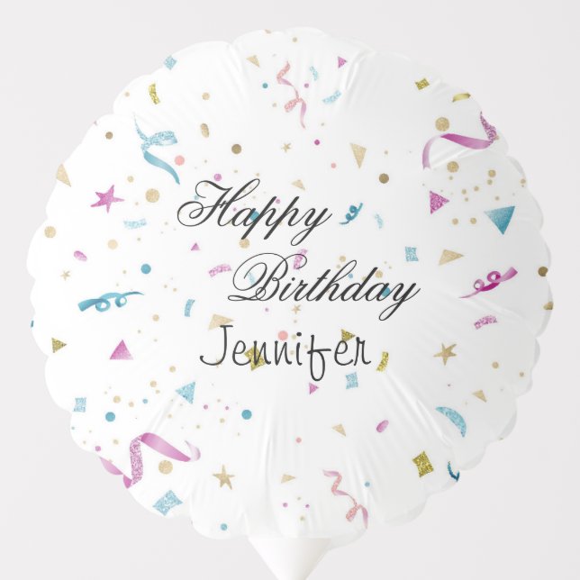 Pink and Aqua Glitter Confetti Balloon (Front)