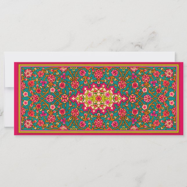 Pink and Aqua Moroccan Wedding Invitation (Front)