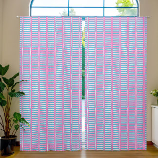 Pink and Aqua Striped Blackout Curtain