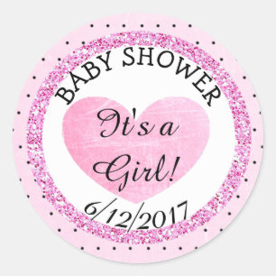 Pink and B lack Baby Shower Sticker