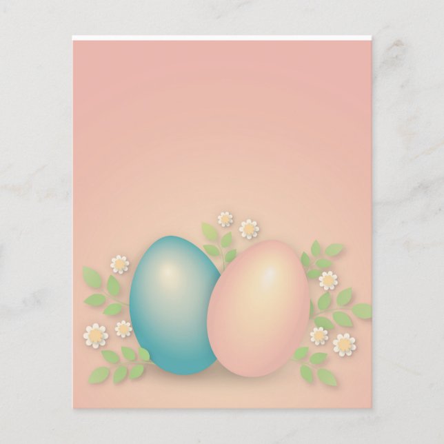 Pink and baby blue easter eggs and spring flowers  flyer (Front)