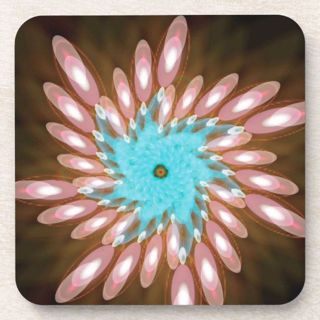 Pink and Baby Blue Swirling Out of Control Beverage Coaster (Front)