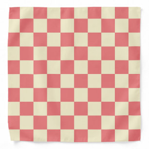 Pink and Beige Checkerboard Bandana