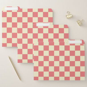 Pink and Beige Checkerboard File Folder
