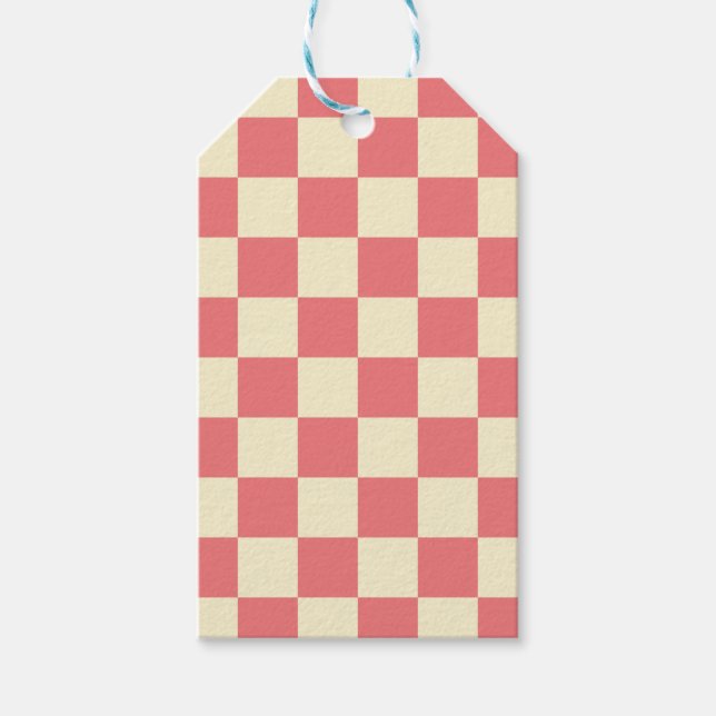 Pink and Beige Checkerboard Gift Tags (Front)