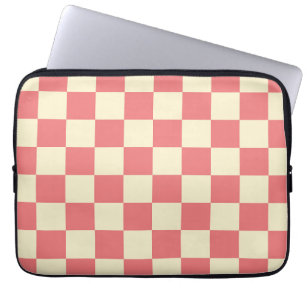 Pink and Beige Checkerboard Laptop Sleeve