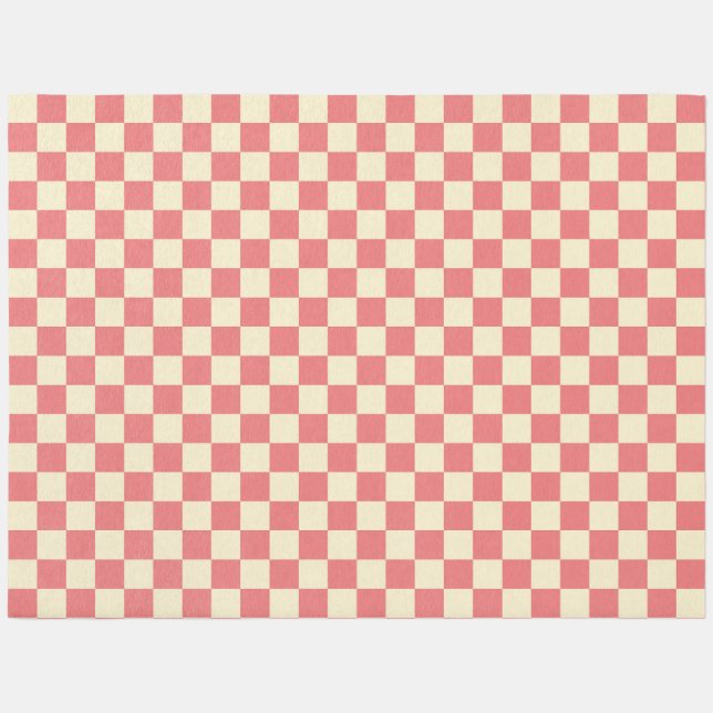 Pink and Beige Checkerboard Outdoor Rug (Front)