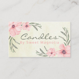 Pink And Beige Floral Handmade Candle Soy Wax Melt Business Card