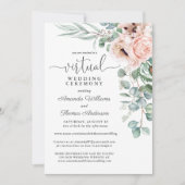 Pink and Beige Floral Poppies Virtual Wedding Invitation (Front)