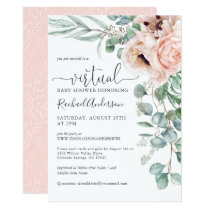 Pink and Beige Floral Virtual Baby Shower Invitation Pink and Beige Floral Virtual Baby Shower Invitation