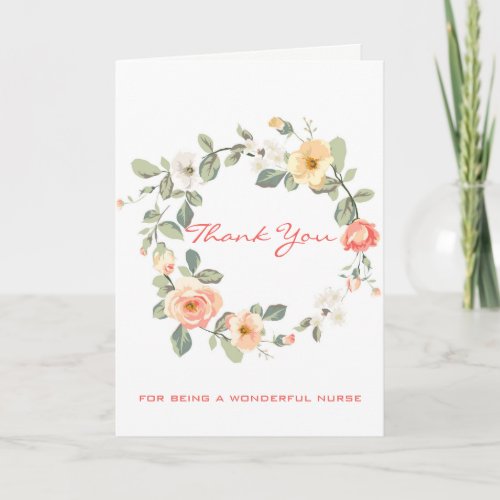 Pink And Beige Roses Thank You Card