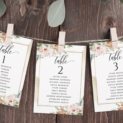 Pink and Beige Seating Plan Cards with Guest Names